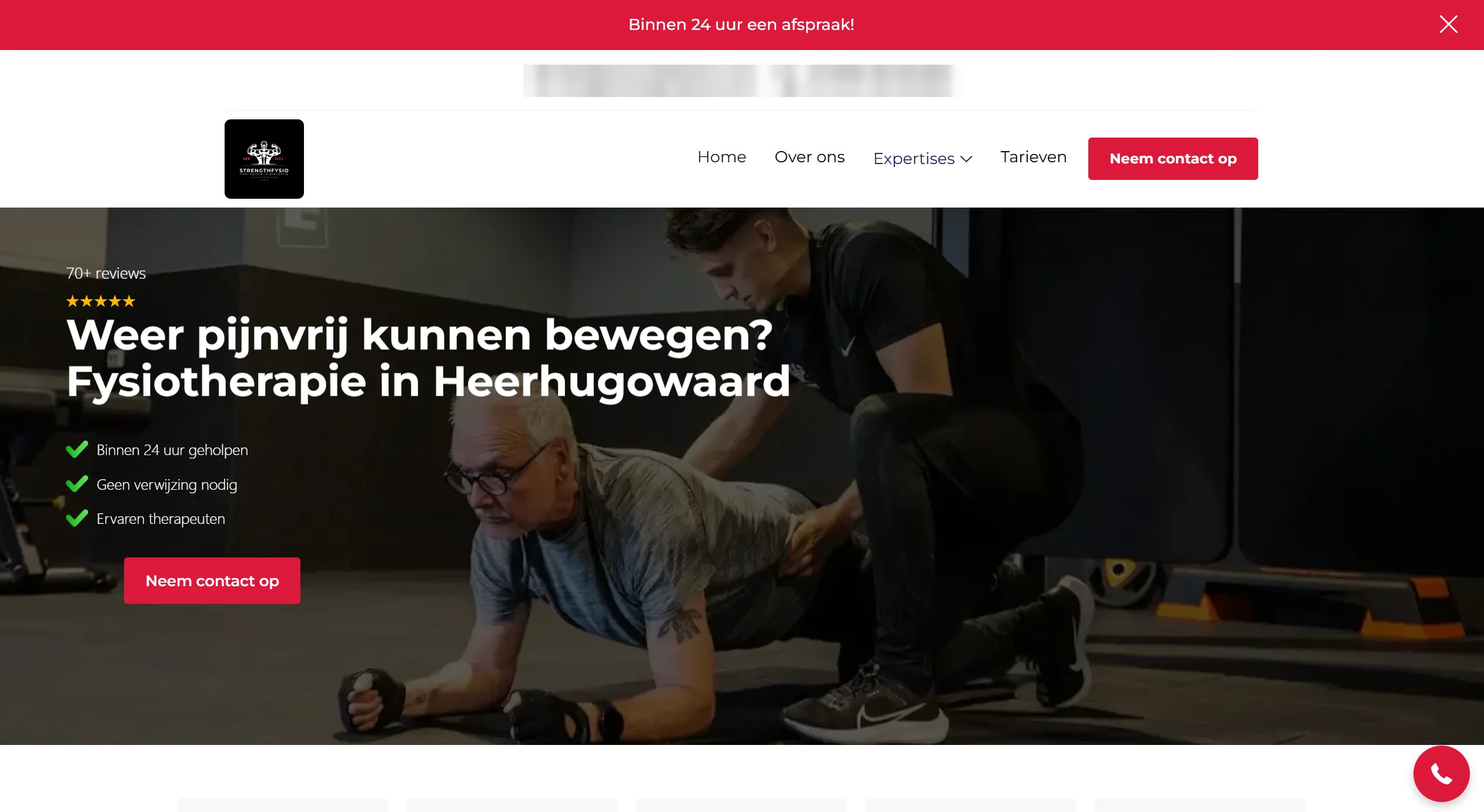 Website van StrengthFysio die wij bouwden.