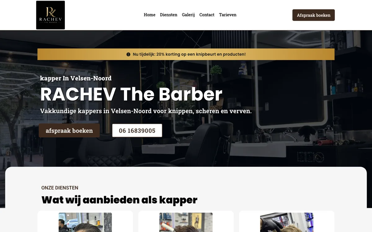 Homepage van RACHEV The Barber, barbershop in Velsen-Noord